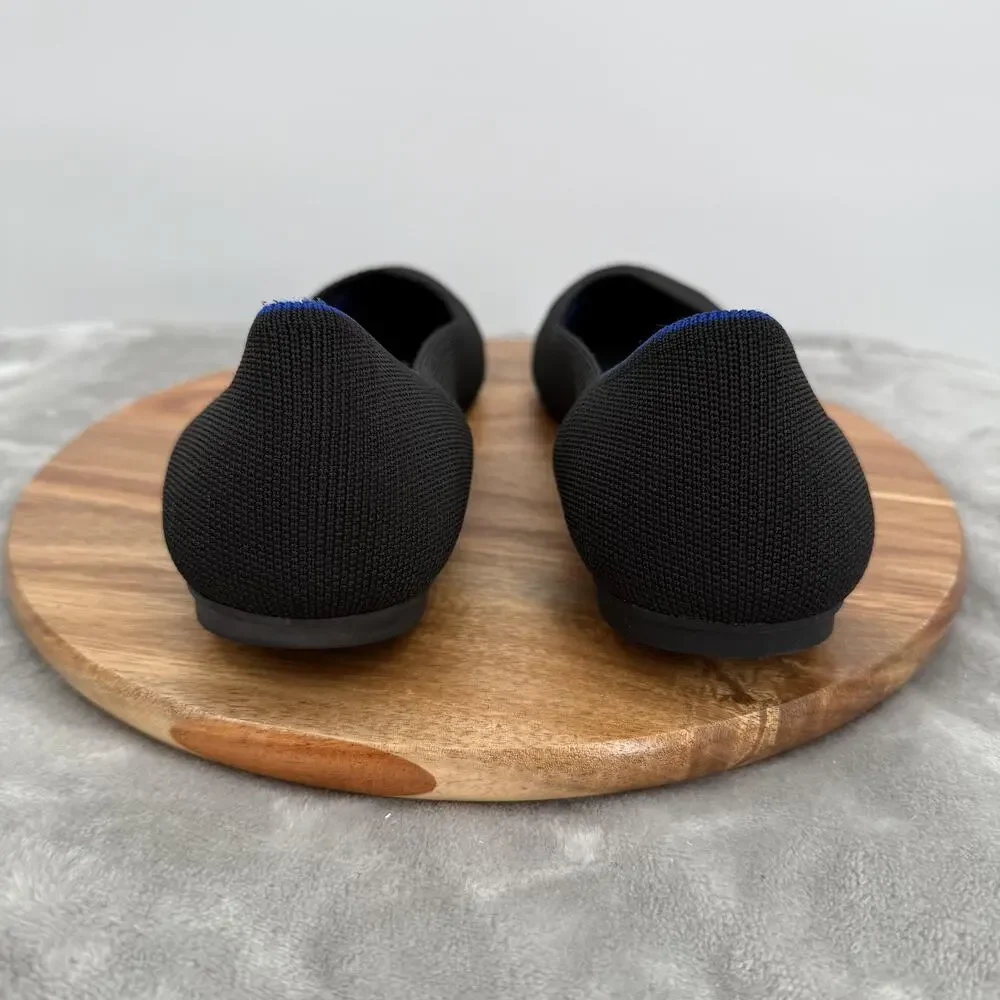 Rothy's The Flat Shoes Womens Size 10.5 Black Blue Washable Pointed‎ Ballet Eco